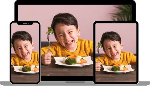 enfant végétarien ou végane qui mange