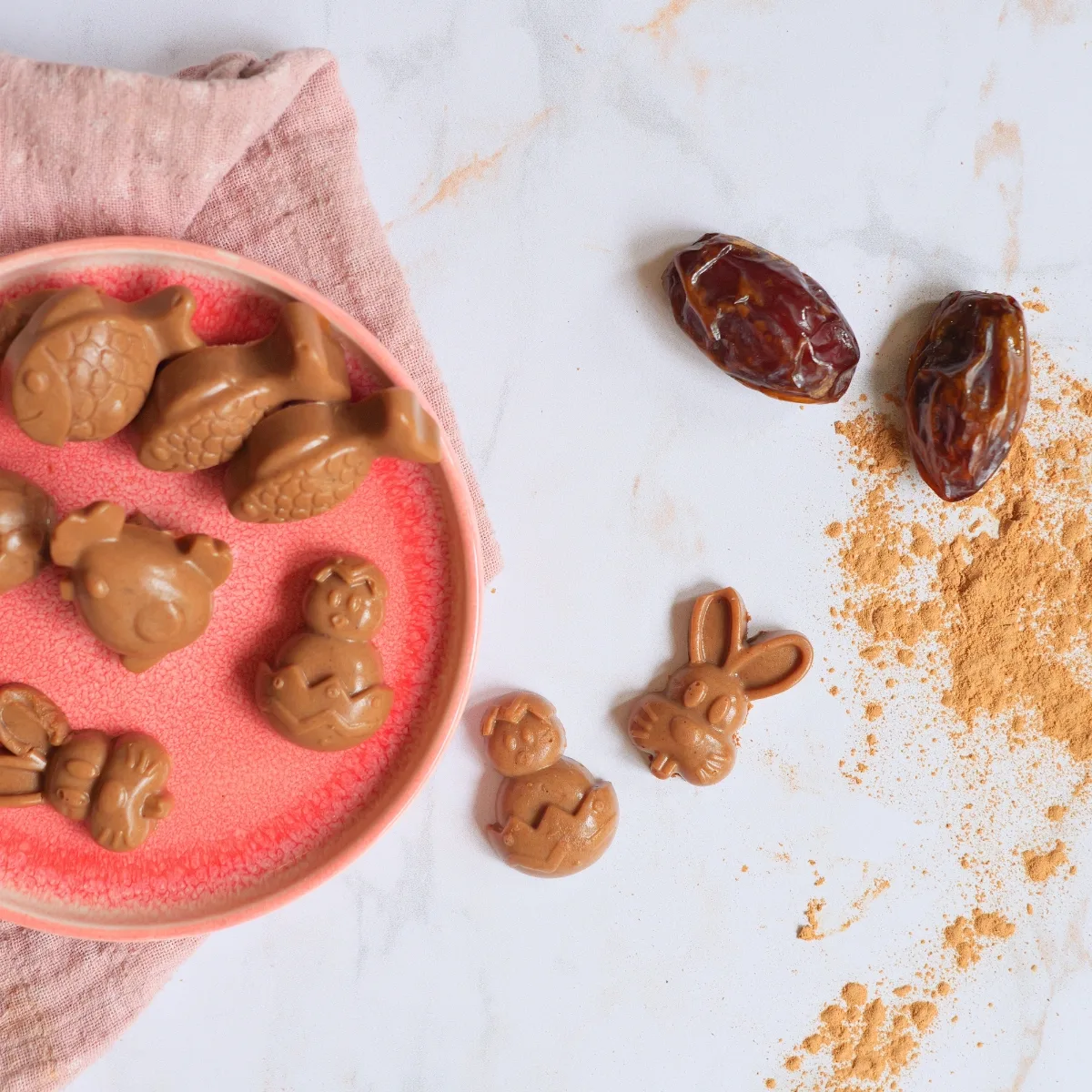 chocolats de paques sans chocolat et sans sucre