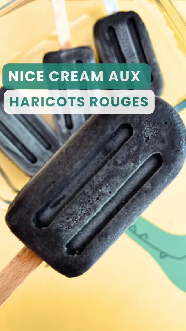 Oui oui des haricots rouges dans une glace aux myrtilles et c’était super bon ! 

Les ingrédients : 
- 2 cuillères à soupe de haricots rouges déjà cuits
- 125g de myrtilles
- 2 ou 3 dattes Medjool
- 100ml de lait végétal (ici soja vanille)
- ½ banane
On mixe bien, on met dans des moules à glace et au congélateur minimum 4h.

Pour finir en smoothie on ajoute encore 100ml ou plus de lait végétal, quelques glaçons et on remixe ! 

Ca vous tente d’essayer ?